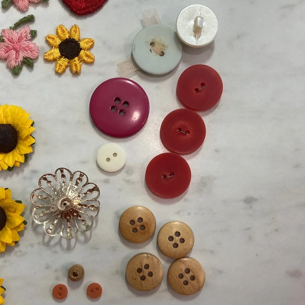 Scrapbooking Embellishments Flowers, Embroidered Accents, Buttons
